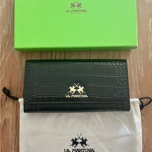 La Martina Black Croc-Embossed Wallet